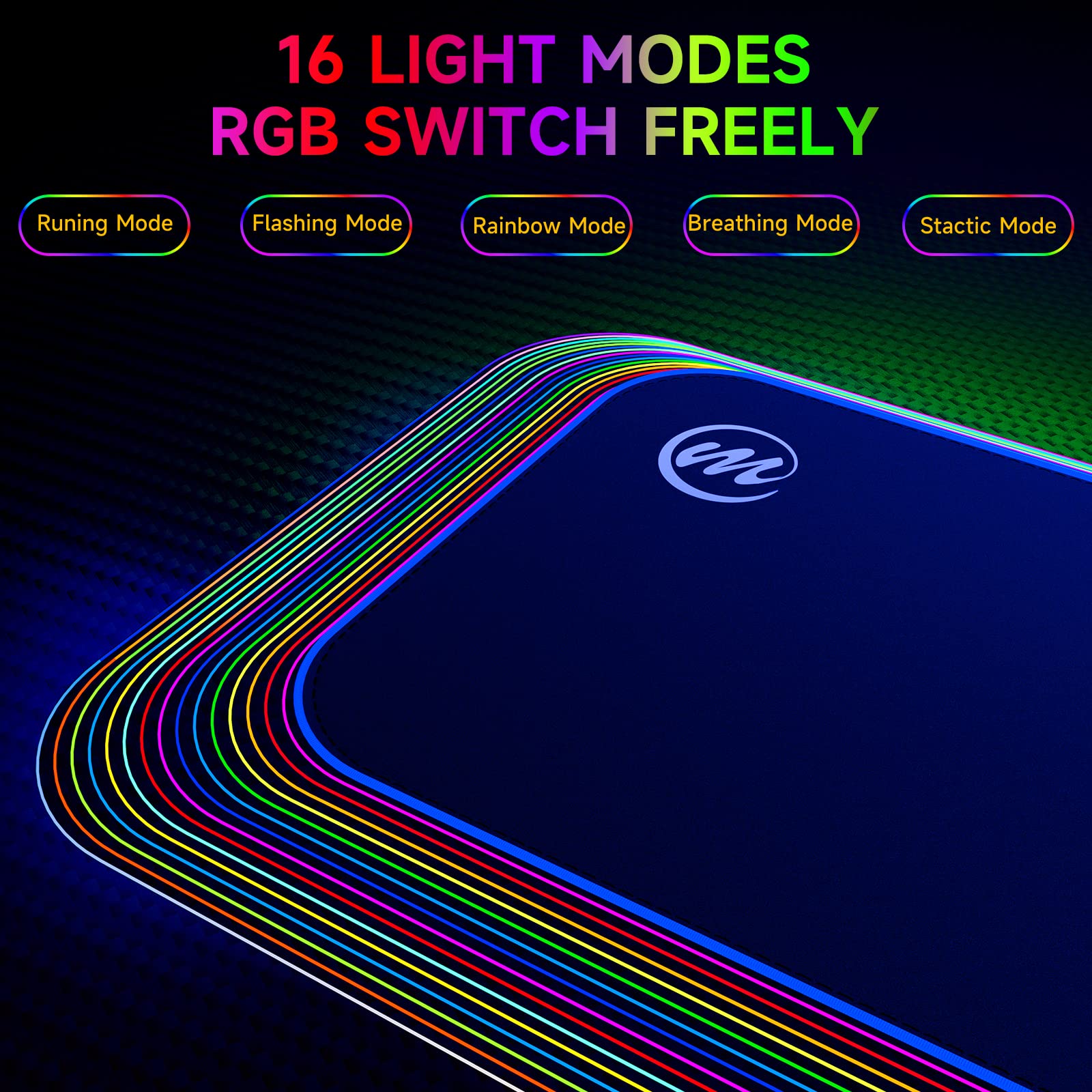 RGB Gaming Mouse Pad - Large 31.5x11.8 Inch LED Mousepad with 16 Lighting Modes, Anti-Slip Base, Waterproof & Stain Resistant - Perfect for PC Gaming, Office Work & Computer Setup (Black)