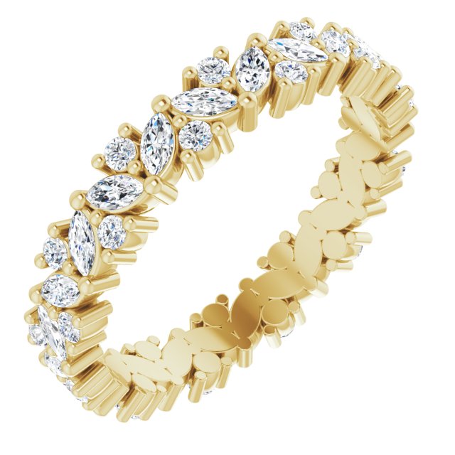 0.96 Carat Marquise & Round Diamond Eternity Band Wedding Ring for Women - 14K White Gold Bridal Stackable Ring for Anniversary, Engagement & Special Occasions
