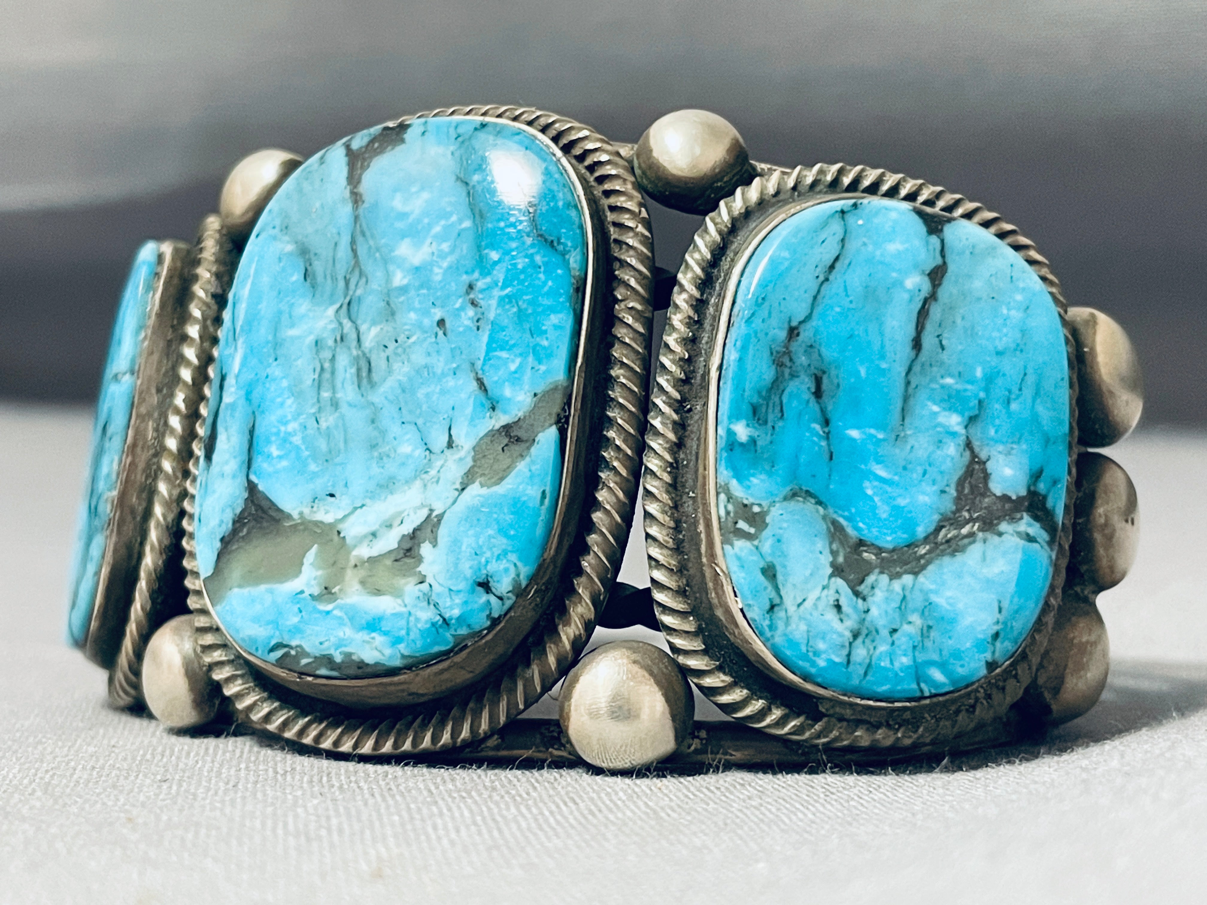 111 Gram Navajo Sterling Silver Turquoise Bracelet by Rick Martinez - Handmade Native American Jewelry for Women, Perfect for Boho Style & Special Occasions