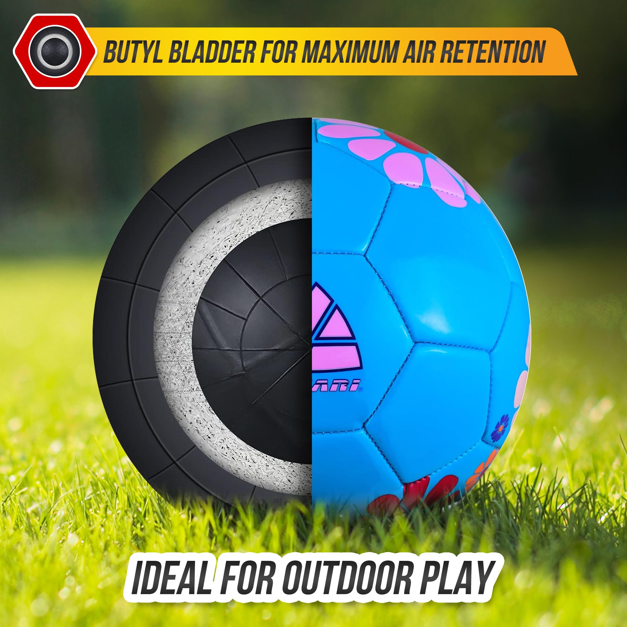 Vizari Youth Soccer Ball - Durable 32-Panel Football for Kids, Toddlers & Youth | Butyl Bladder for Long-Lasting Air Retention | Perfect for Outdoor Play, Training, Games & Gifts (Pack of 1, 6 or 12) | Ideal for Backyard, School, Park & Team Practice