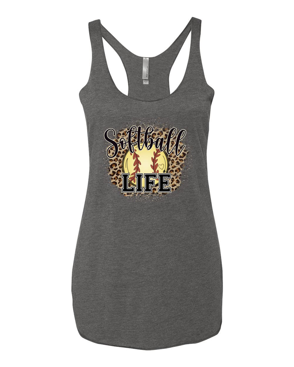 Softball Life Animal Print Tri-Blend Racerback Tank Top for Girls - Breathable & Comfortable Sports Wear for Softball Practice, Gym Workouts & Casual Summer Outfits
