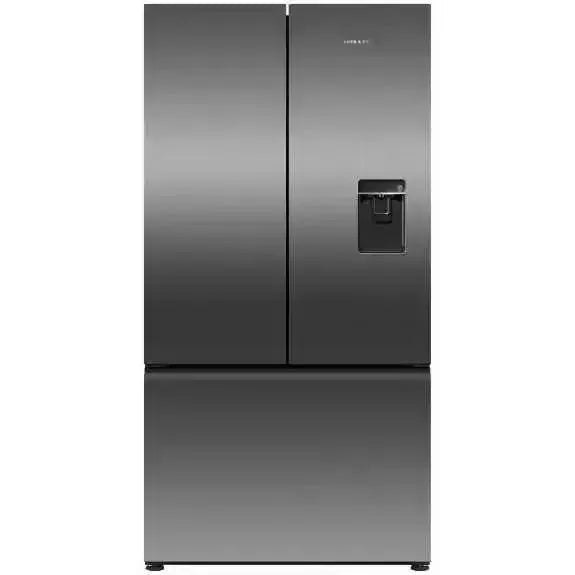 Fisher & Paykel 569L French Door Refrigerator - Black Stainless Steel, Energy Efficient, Large Capacity Fridge for Modern Kitchen & Open Plan Living