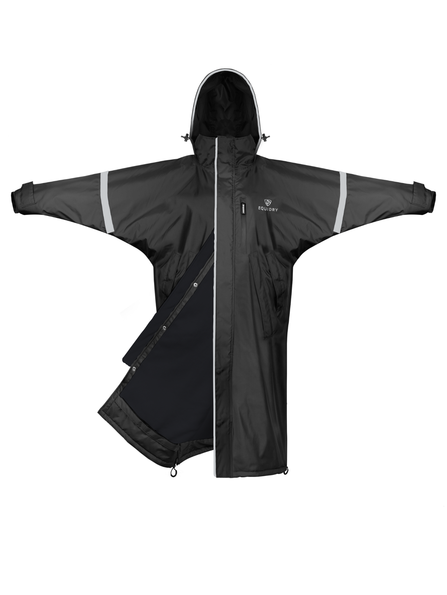 Evolution Men's Thin Fleece Jacket with Stowaway Hood & Reflective Details - Lightweight Warmth for Outdoor Running, Hiking & Casual Wear (Black)