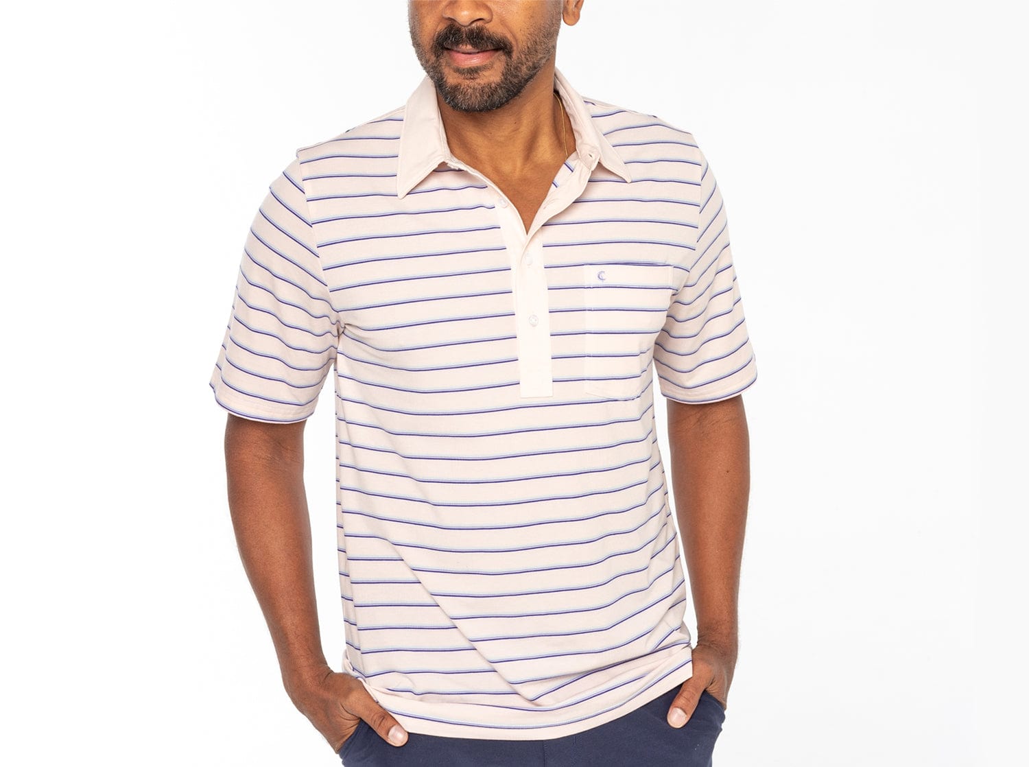 Performance Players Shirt - Lee Stripe Peach - Breathable & Comfortable for Sports & Casual Wear