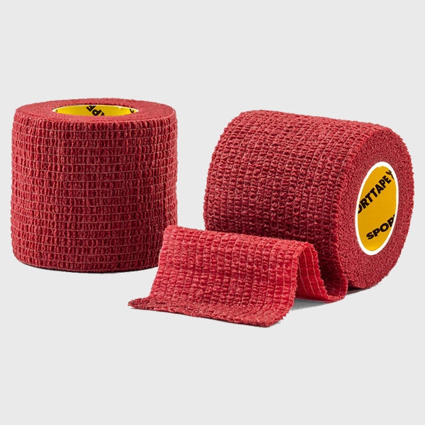 SportTape 5cm x 4.5m Elastic Sock Wrap for Athletes - Maroon Color for Compression & Support - Ideal for Running, Soccer & Basketball