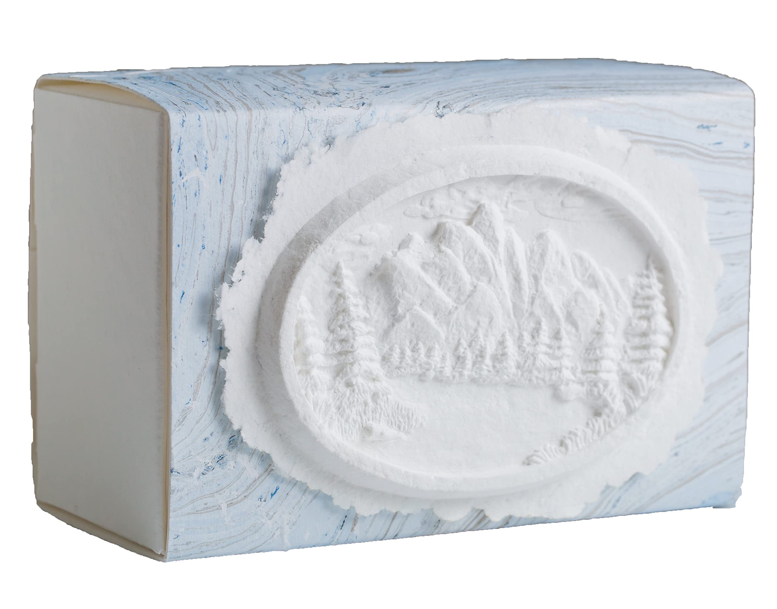 **Biodegradable Water Burial Urn for Human Ashes - Eco-Friendly Scattering Urn Box (Mountains on Blue/Metallic Silver, Large 300 Cubic Inches) | Perfect for Ocean, Lake, or River Memorial Ceremonies**
