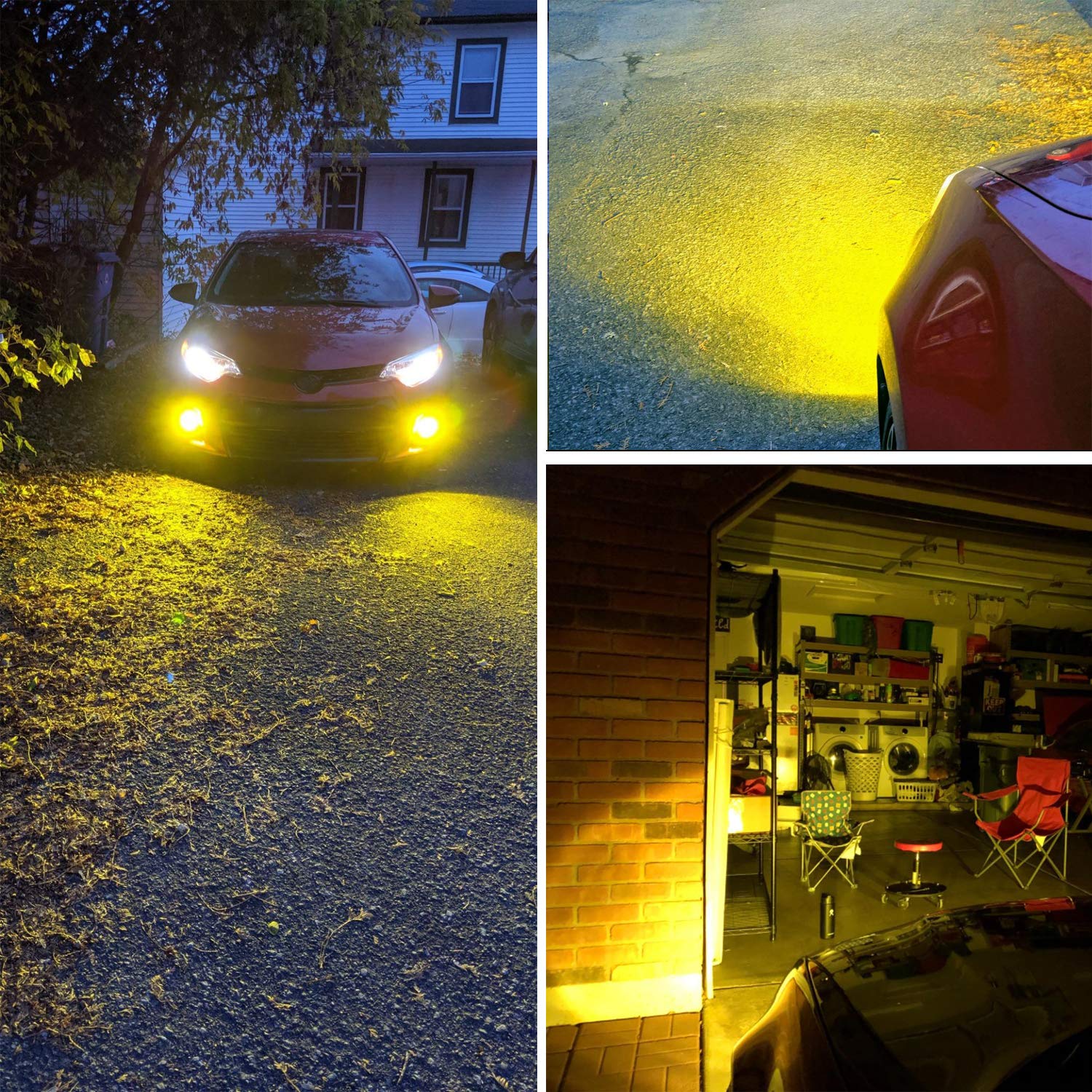 H3 LED Fog Light Bulbs 2-Pack - Super Bright 3030 Chips with Projector Lens - Golden Yellow H3 LED Bulbs for Car Fog Lights & DRL - Perfect for Night Driving, Off-Roading & Low Visibility Conditions