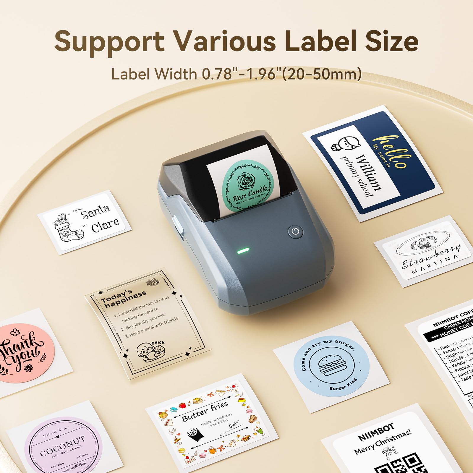 NIIMBOT B1 Bluetooth Thermal Label Printer - Portable Barcode Sticker Maker for Home, Office, Mailing & Small Business | Compatible with iOS Android PC | Perfect for Organizing, Shipping, Bakery & Grocery Labels (Blue)