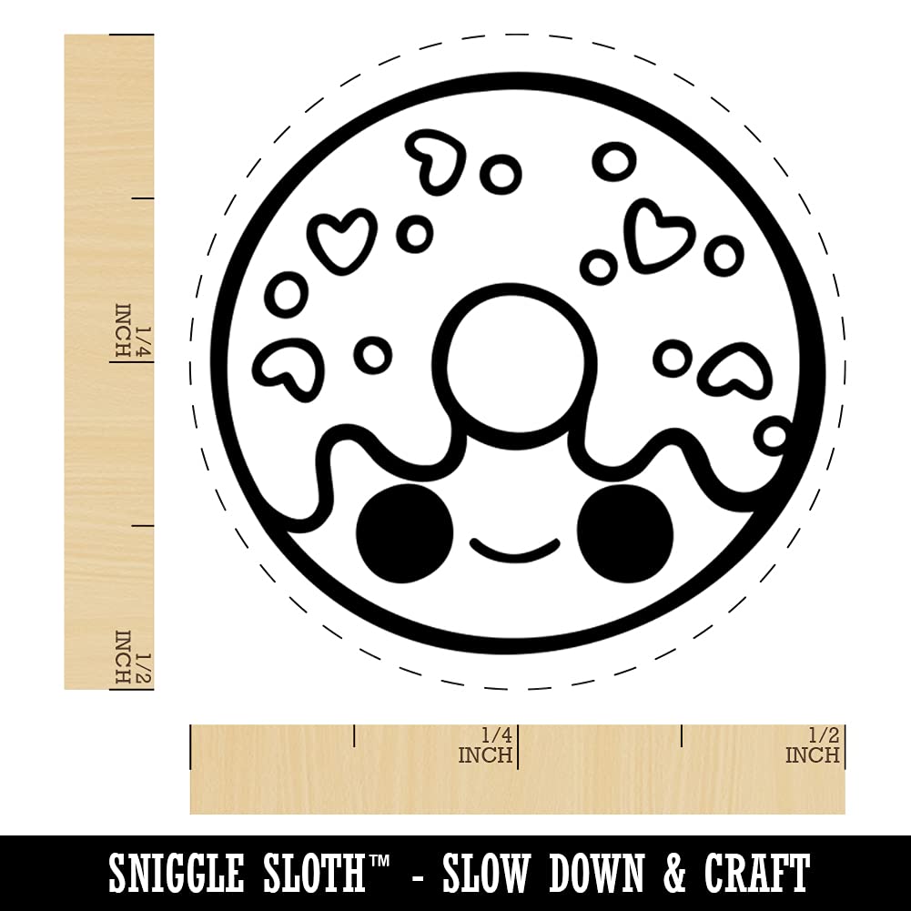 Kawaii Chibi Donut Self-Inking Rubber Stamp - 1/2 Inch Mini Stamp with Sky Blue Ink for Scrapbooking, Journaling, DIY Crafts & Planner Decoration - Cute Donut Design for Card Making and Gift Wrapping