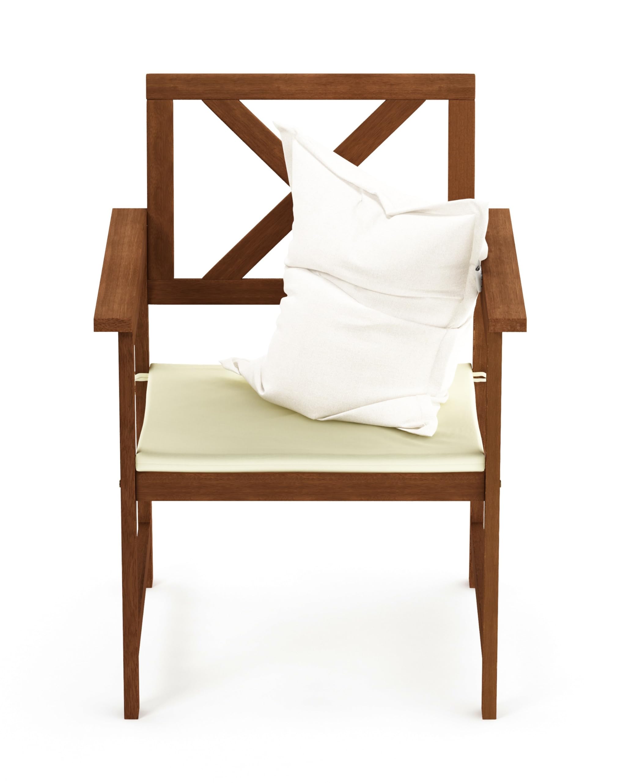 Furinno FG18112C Teak Oil Hardwood X-Back Arm Chair with Cushion - Natural Wood Dining Chair for Kitchen, Living Room & Outdoor Patio