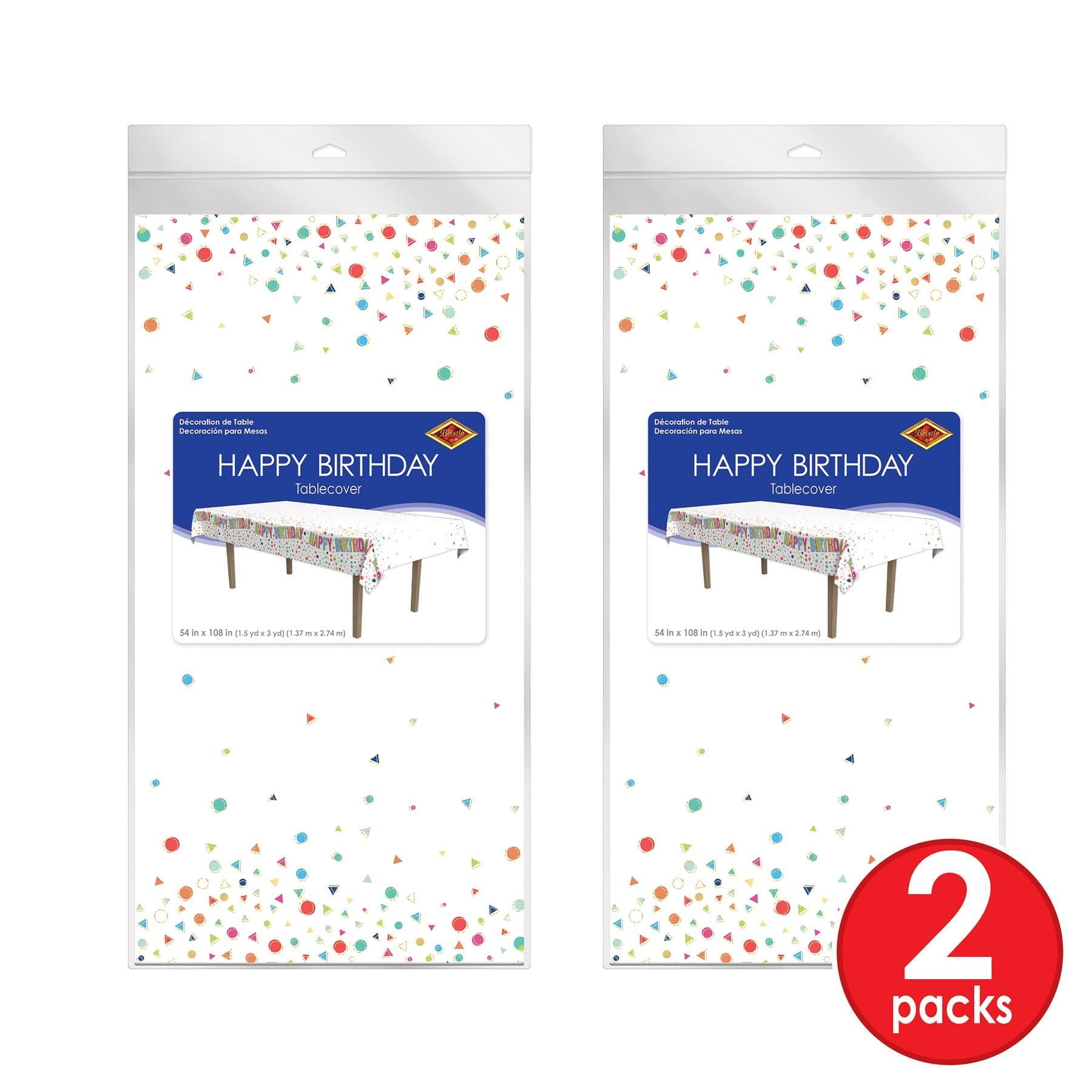 12 Pack Beistle Happy Birthday Party Tablecover - Colorful Disposable Tablecloth for Birthday Celebrations, Baby Showers & Special Events