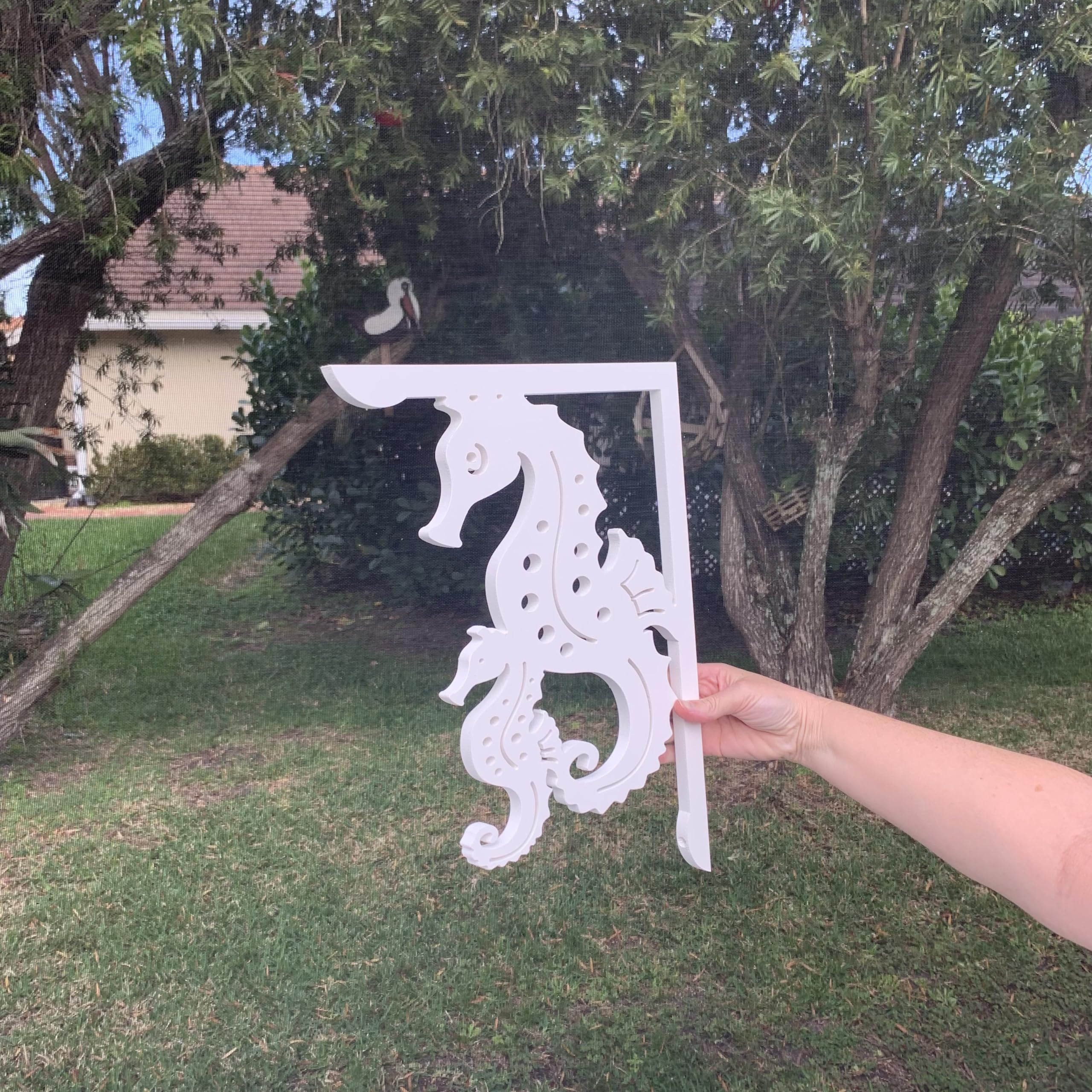 Seahorse with Baby Mailbox Bracket - Durable 16x12 Inch Decorative Wall Hook for Nursery, Bedroom & Coastal Home Decor