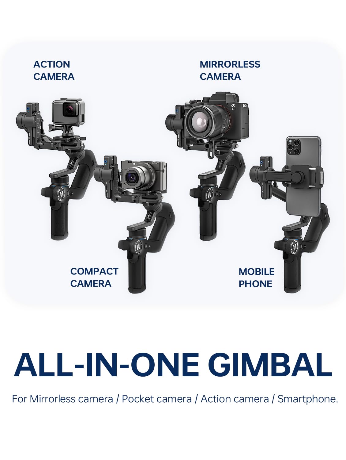 FeiyuTech SCORP Mini-2 3-Axis Handheld Gimbal Stabilizer with AI Tracking for DSLR/Mirrorless Cameras & Smartphones - Compatible with Sony A7III, Canon R6, Nikon Z30, Fujifilm, GoPro 11/12, iPhone 15/14 Pro, Samsung - Max Payload 2.65lb - Perfect for Vlogging, Travel Filming & Content Creation