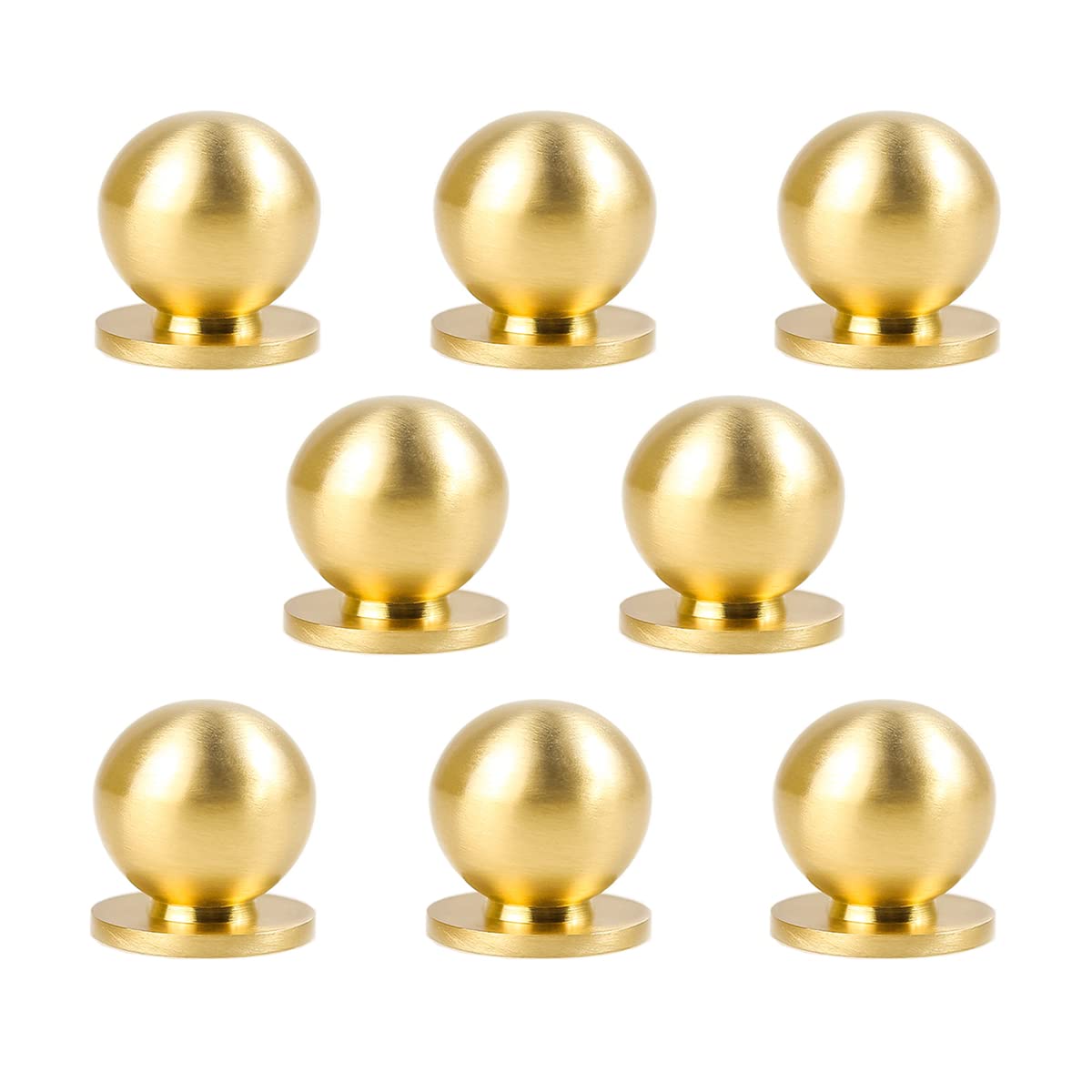 RZDEAL 8pcs Solid Brass Drawer Knobs 1 Inch Gold - Dresser & Cabinet Handles for Home Decor