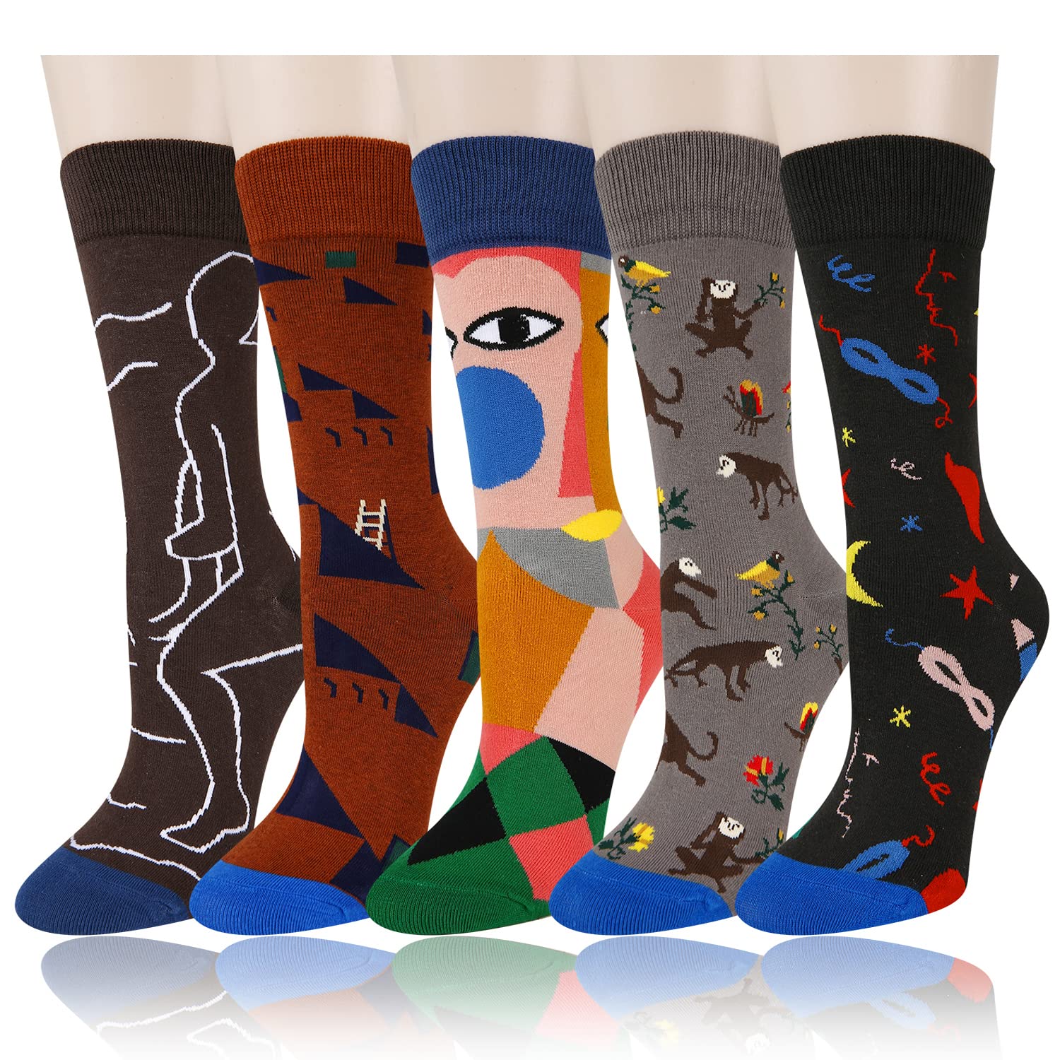 Benefeet Women's Funny Animal Crew Socks - Colorful Cotton Socks for Casual Wear & Gifts