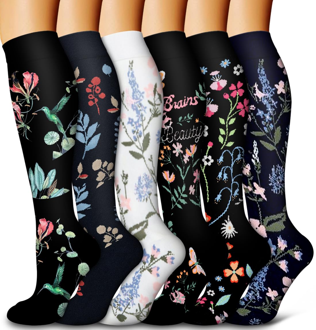 Best Compression Socks for Women & Men - 6 Pairs 15-20 mmHg Support Socks for Improved Circulation - Ideal for Running, Cycling, Travel & Work - Athletic & Medical Grade Support