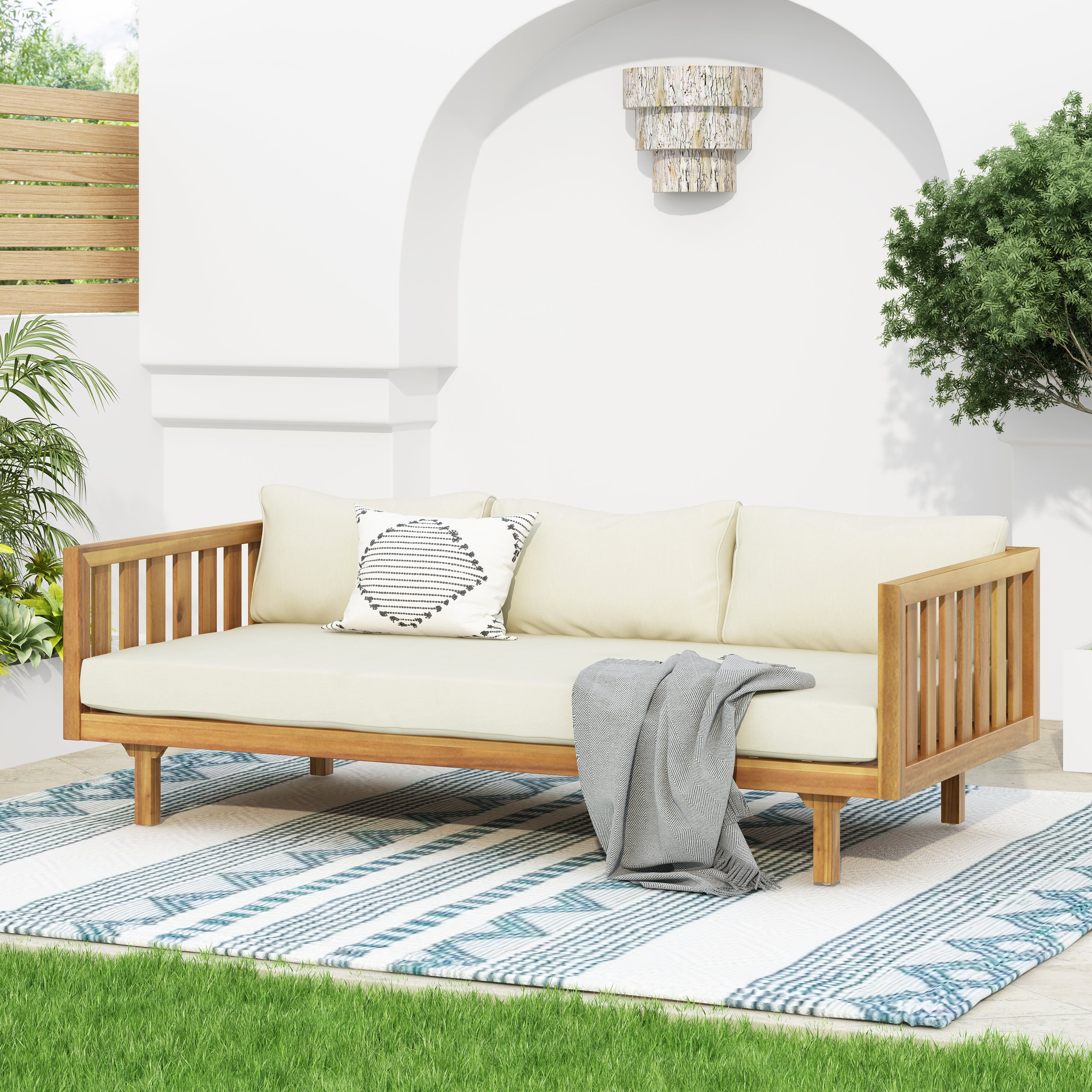 Claremont 3-Seater Daybed in Beige - Modern Sofa Bed for Living Room, Guest Room & Small Spaces