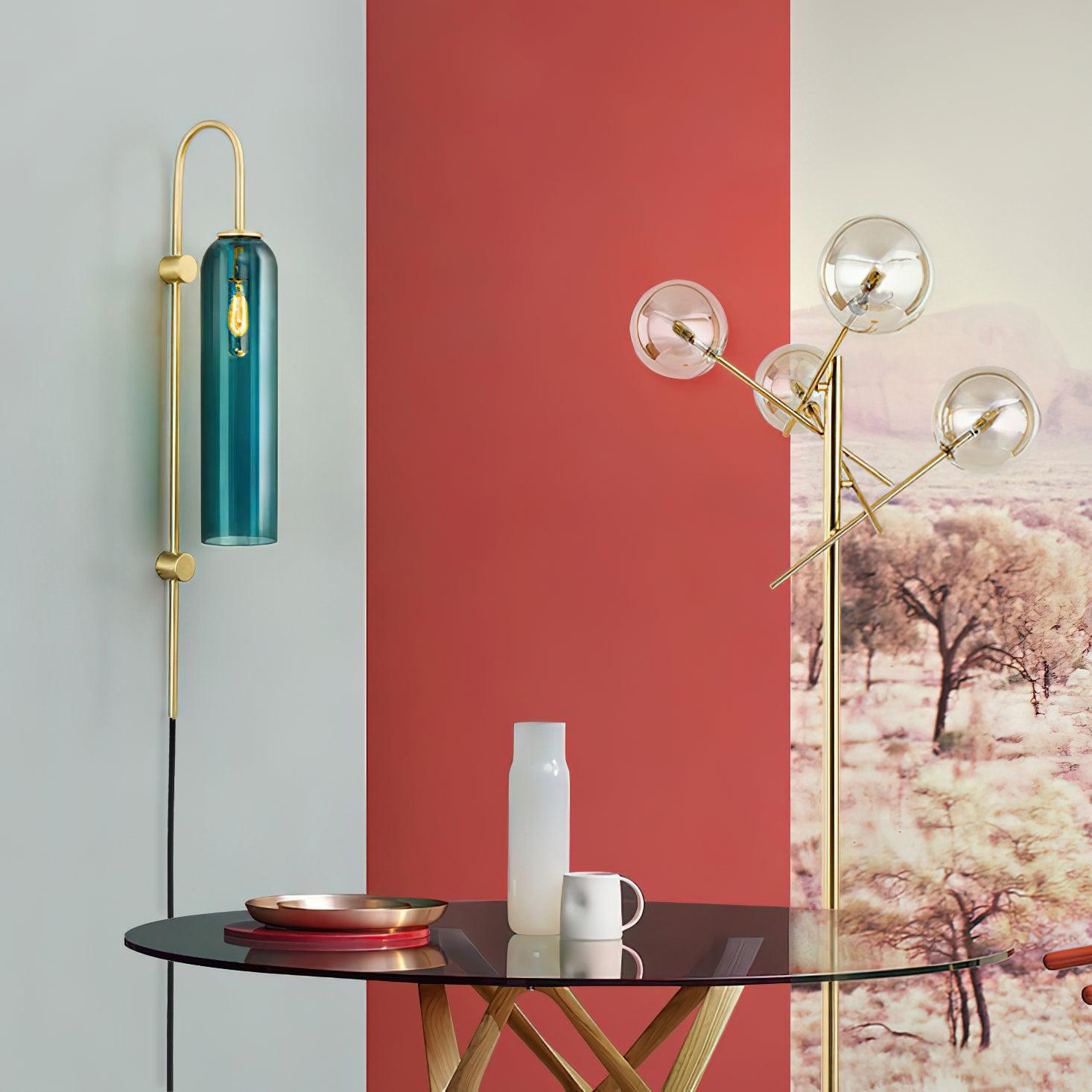 Modern Glass Plug-In Wall Sconce - Elegant Lighting Fixture for Bedroom, Living Room & Hallway Decor