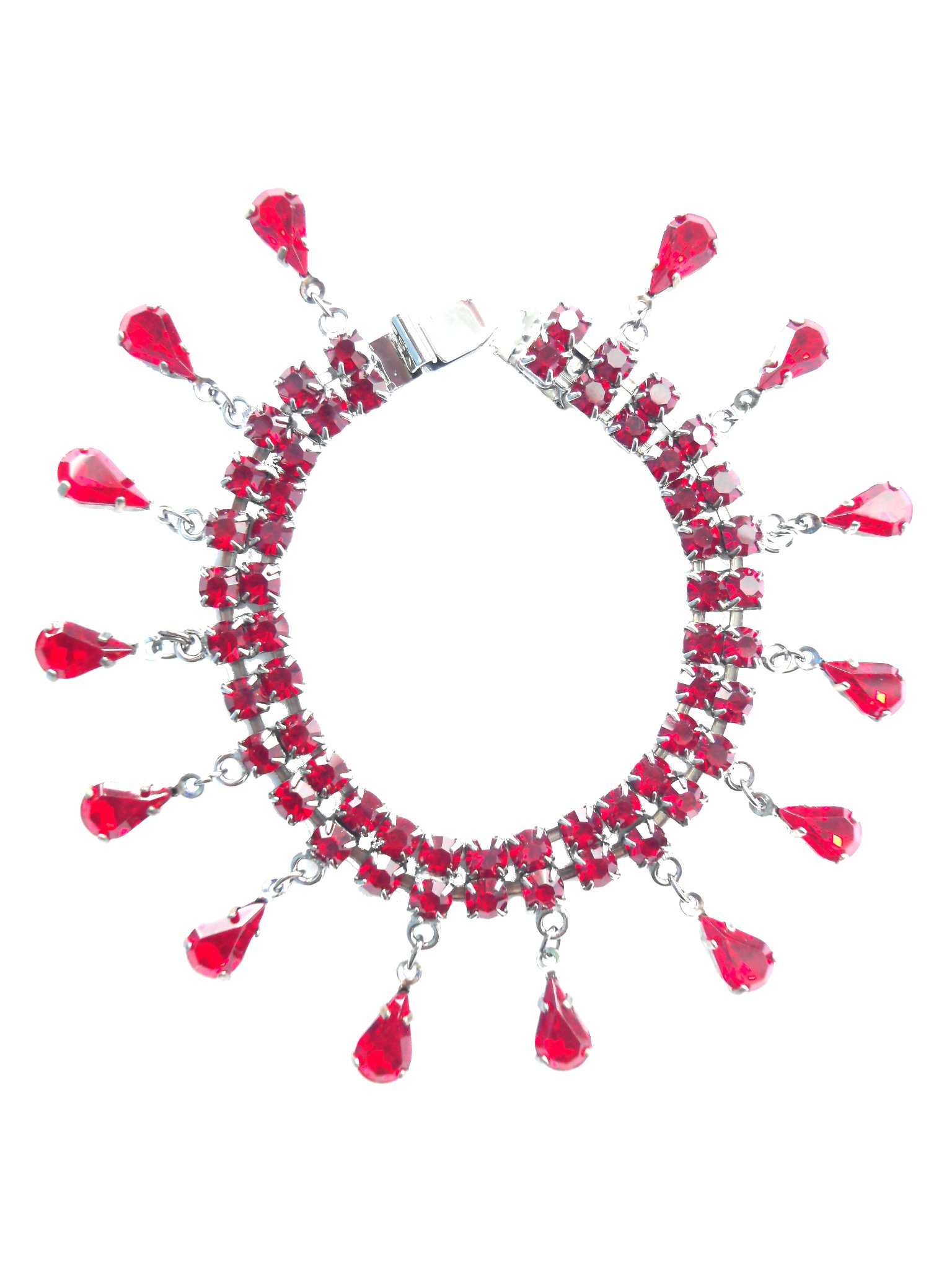Red Swarovski Crystals Two Strand Bracelet - 2 Row Sparkling Diamond Charms Bracelet for Women | Perfect for Parties, Weddings & Special Occasions