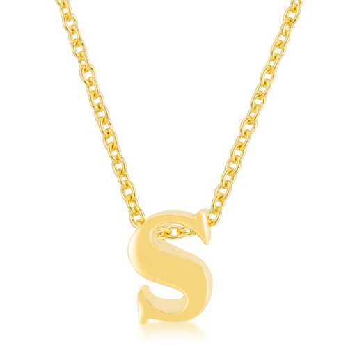 Golden Initial S Pendant Necklace for Women - Personalized Letter S Jewelry Gift for Her - Elegant Layering Chain for Everyday Wear & Special Occasions