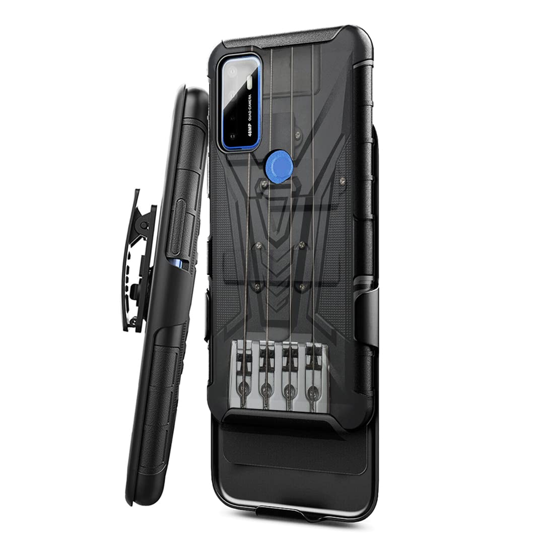 Military Shockproof Phone Case Compatible with Cricket Dream 5G & AT&T Radiant Max 5G - Heavy Duty Protective Cover with Kickstand & Belt Clip Holster (Black) - Perfect for Outdoor Activities, Construction Work & Extreme Sports