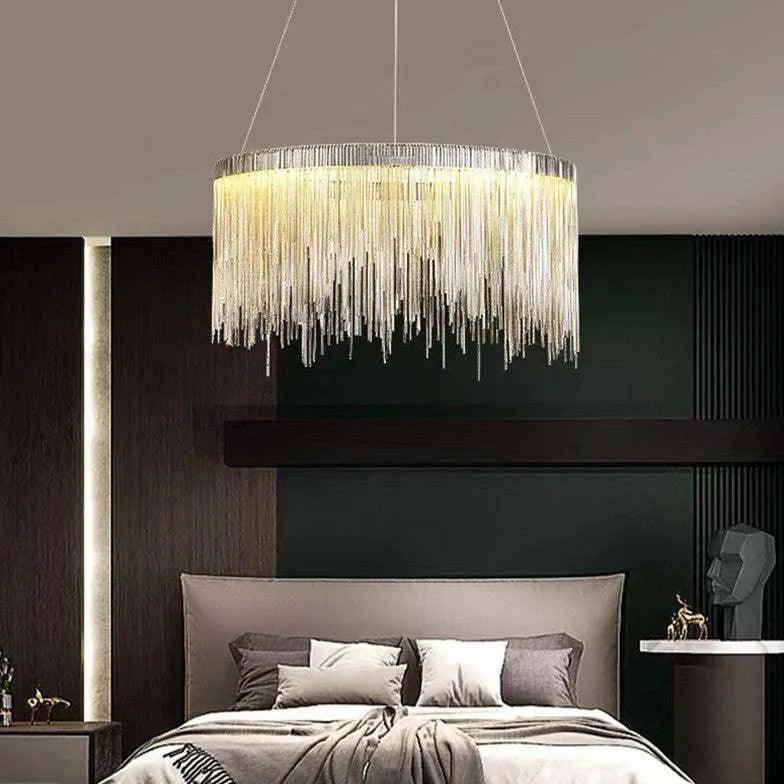 Modern Ring-Shaped Tassel Pendant Light - Elegant Luxury Ceiling Fixture for Dining Room, Bedroom & Living Room Decor