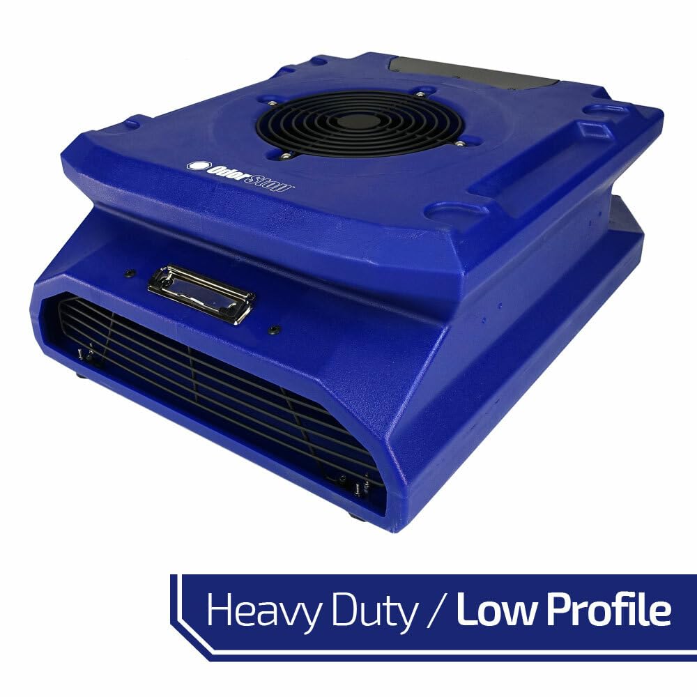 OdorStop OS1400 Heavy Duty Low Profile Air Mover with LED Light - Powerful Drying for Water Damage Restoration, Flood Cleanup & Industrial Ventilation