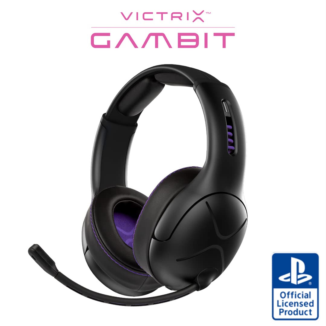 Victrix Gambit Black Wireless & Wired Gaming Headset with Noise-Cancelling Mic for PS4/PS5 - Pro Audio, Comfortable Over-Ear Design - Perfect for Esports, Streaming & Competitive Gaming
