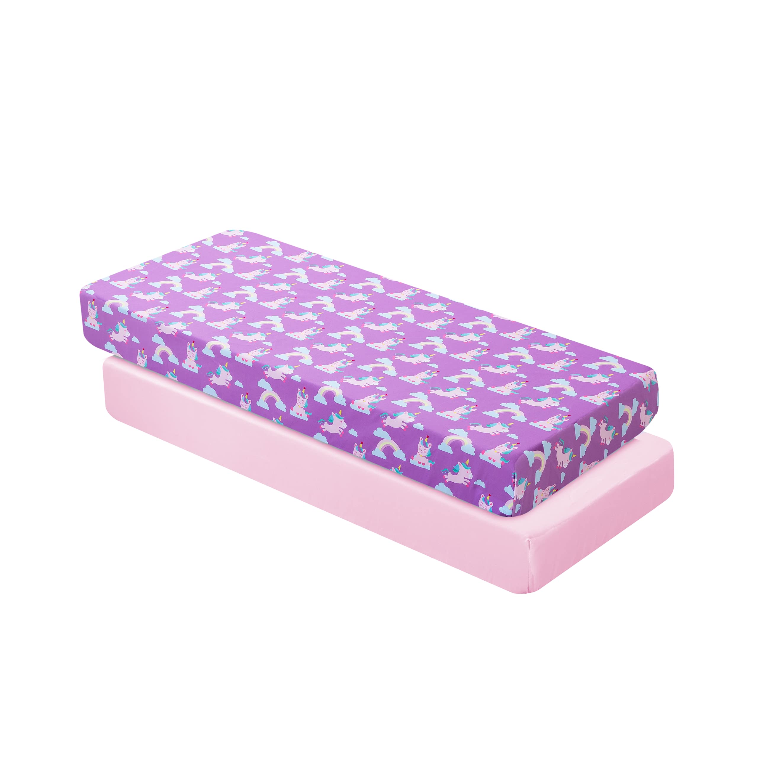 **Soft Unicorn Crib Sheets for Girls - 2 Pack Toddler Bedding Set with Rainbow Design, Purple Microfiber Baby Bed Sheets (28x52 Inches) - Perfect for Nursery, Daycare & Gift Ideas**