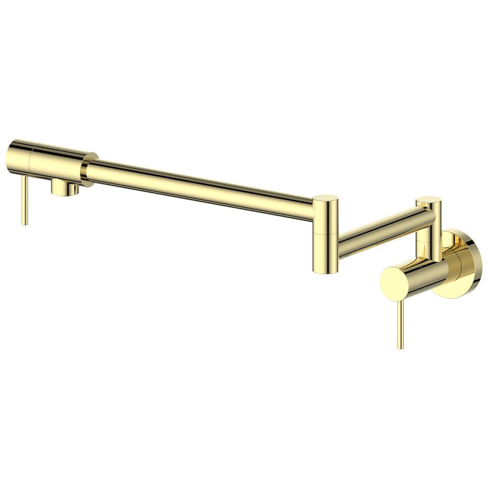 ZLINE Gemini Pot Filler Faucet in Polished Gold - Wall Mounted Commercial Style Kitchen Faucet for Cooking, Filling Pots & Pasta Making (GEM FPF PG)