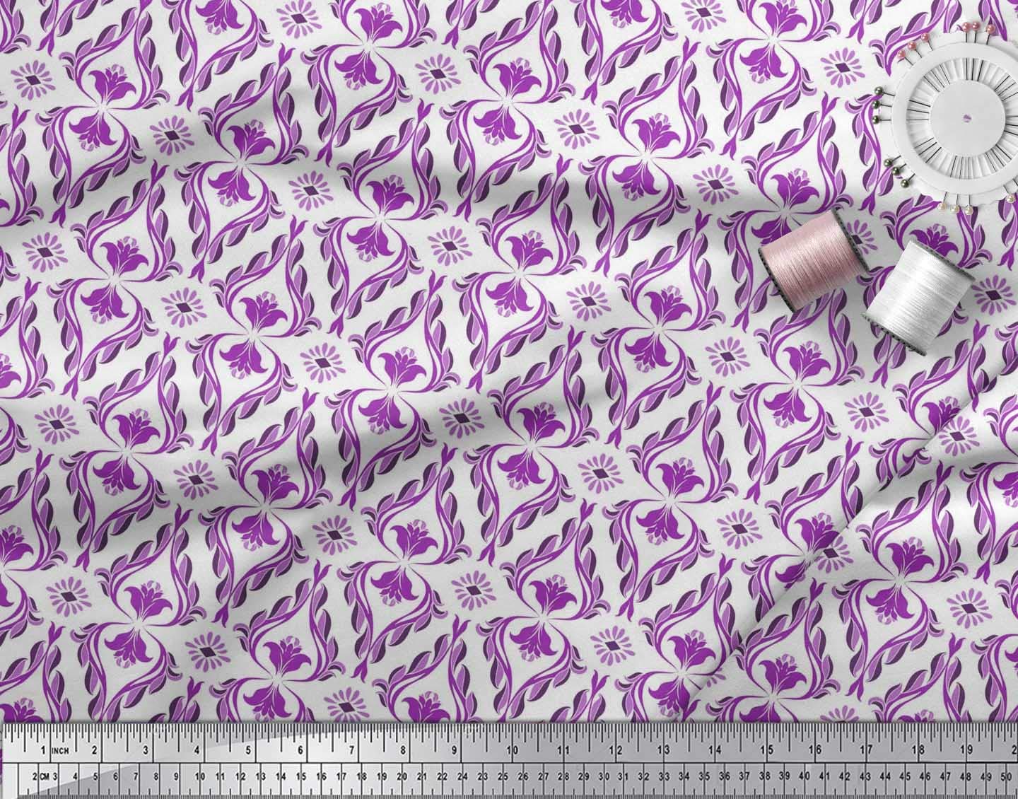 Soimoi Moss Georgette Brown Fabric by The Yard - 42 Inch Wide Ogee Damask Pattern - Classic Timeless Printed Fabric for Dresses, Curtains & Home Decor