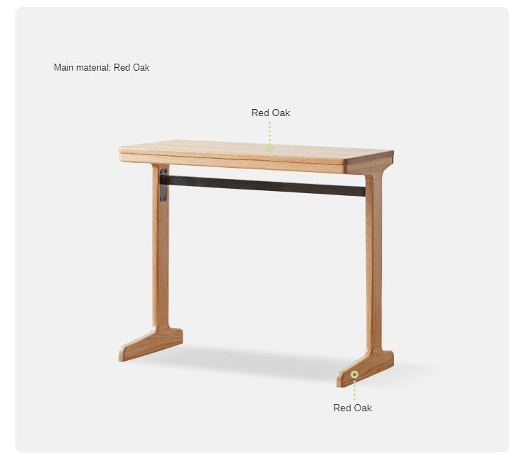 Oak Solid Wood Small Office Desk & Side Table - Compact Home Office Furniture for Workspace, Living Room, or Bedroom