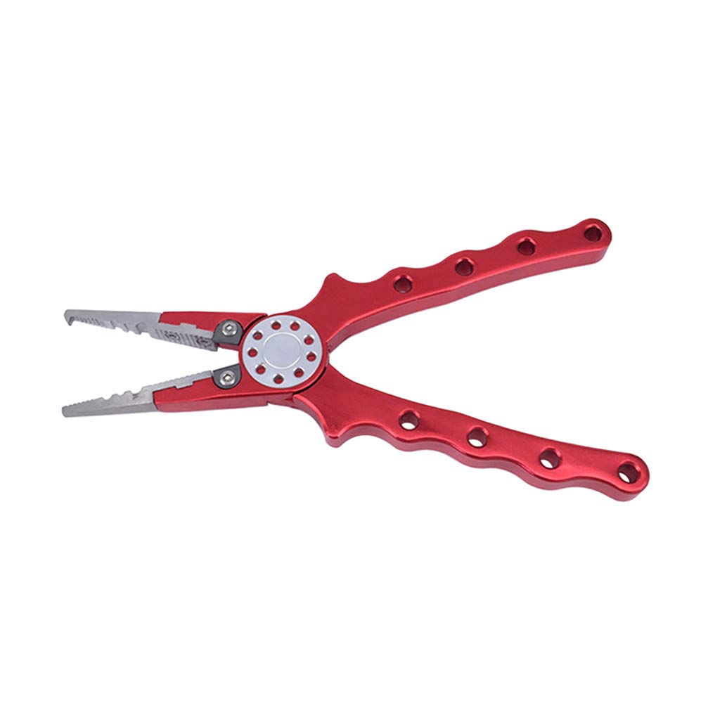 BESPORTBLE Aluminum Fishing Pliers - Split Ring Pliers, Fishing Line Cutter, Hook Remover - Durable Fishing Tackle Tool (Red) | Perfect for Saltwater & Freshwater Fishing, Boat Trips, and Outdoor Adventures