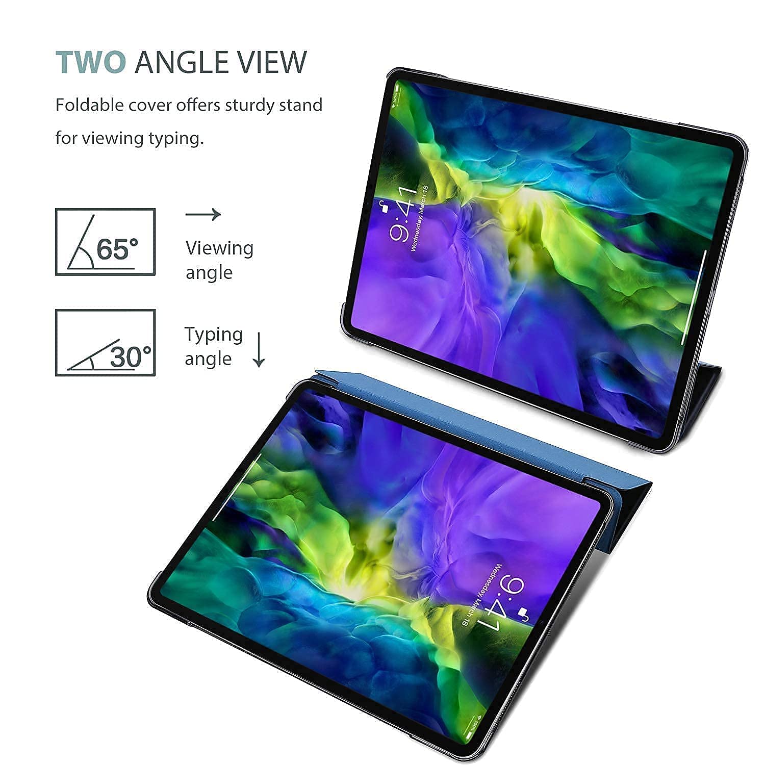 ProCase Navy iPad Pro 11 Slim Hard Shell Protective Case (2020 & 2018 Models) with Tempered Glass Screen Protector - Perfect for Work, Travel & Everyday Use