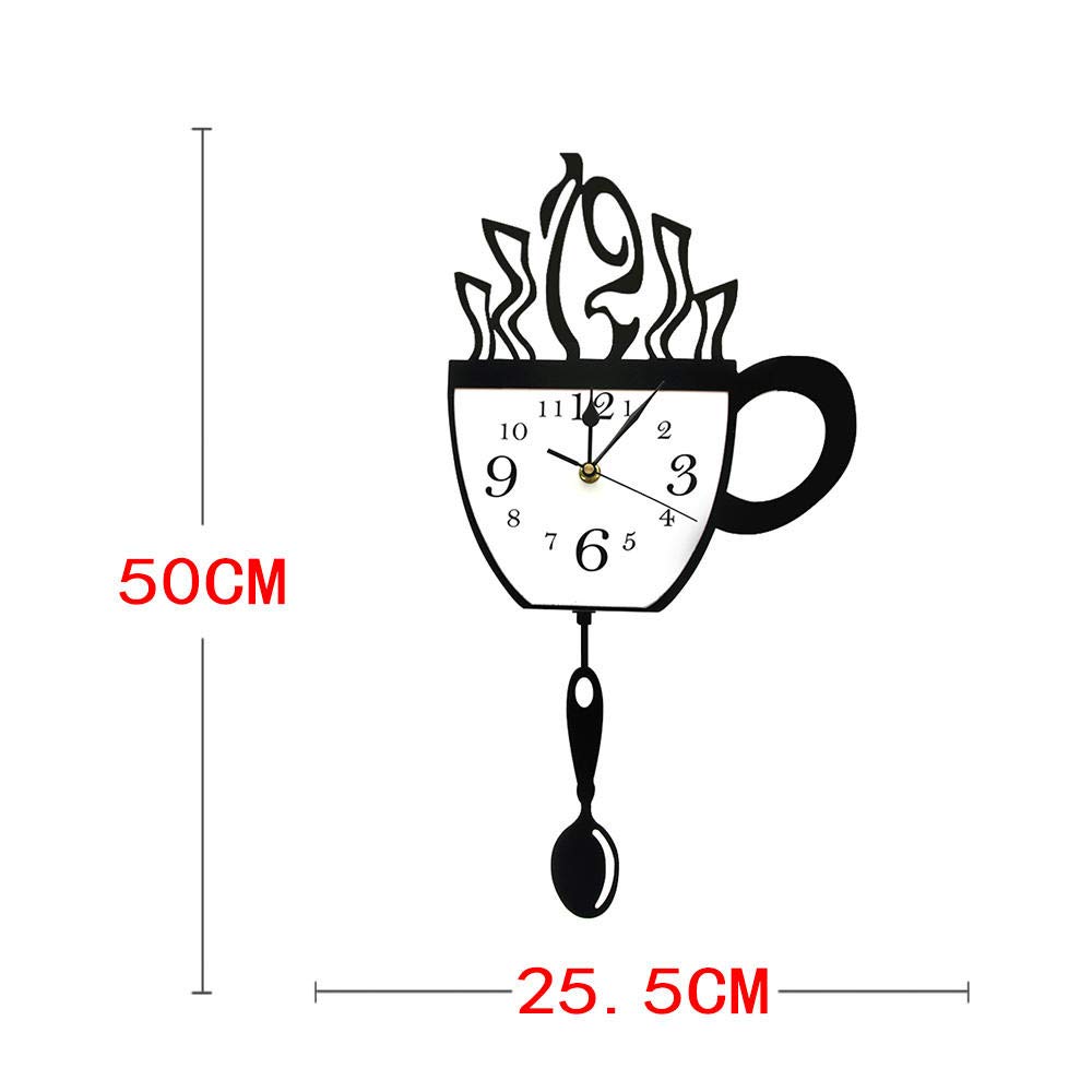Modern Coffee Cup Wall Clock with Spoon Pendulum - Perfect Gift for Coffee Lovers & Kitchen Decor