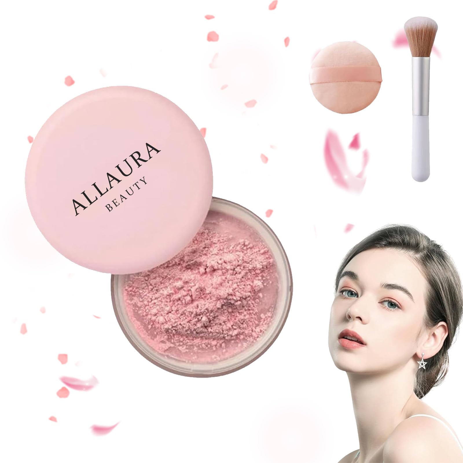 Allaura Beauty Blurring Setting Powder - Translucent Loose Face Powder for Flawless Finish | Oil Control & Pore Minimizing | Perfect for Daily Makeup & Photo Shoots