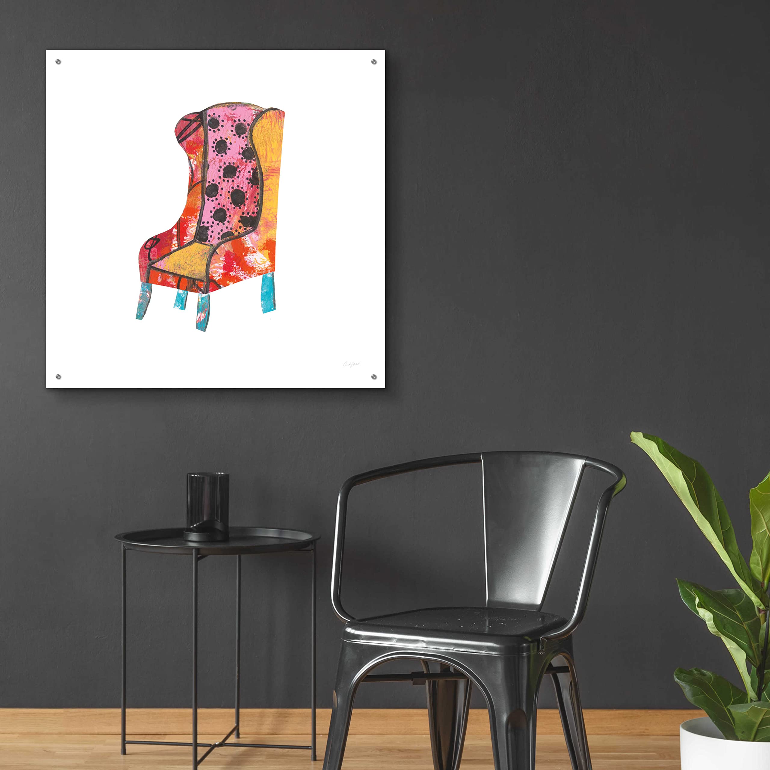 Courtney Prahl Mod Chairs IV Acrylic Glass Wall Art - 36x36 Inch Modern Abstract Painting for Living Room, Bedroom & Office Decor