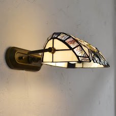Baroque Tiffany Style Balcony Wall Lamps - Antique Glass Corridor Sconce with Mirror Front - Perfect for Hallway, Staircase & Victorian Home Decor