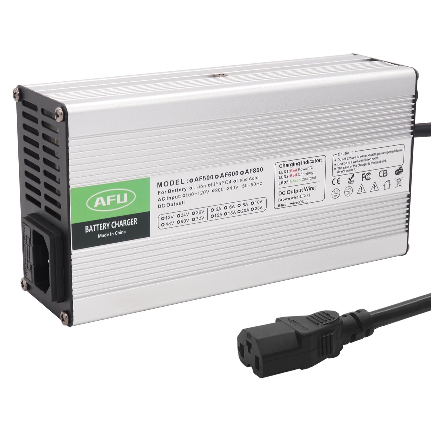 87.6V 5A LiFePO4 Smart Battery Charger with Multiple Safety Protections & Cooling Fan - Fast Charging for 24S 72V LiFePO4 Batteries - Perfect for Golf Carts, Electric Scooters, and Marine Applications