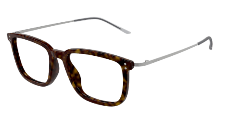 Gucci GG1709O 006 Havana/Silver Rectangle Men's Eyeglasses - Premium Designer Sunglasses for Men, UV Protection & Stylish Frame - Perfect for Driving, Outdoor Activities & Fashion Accessories