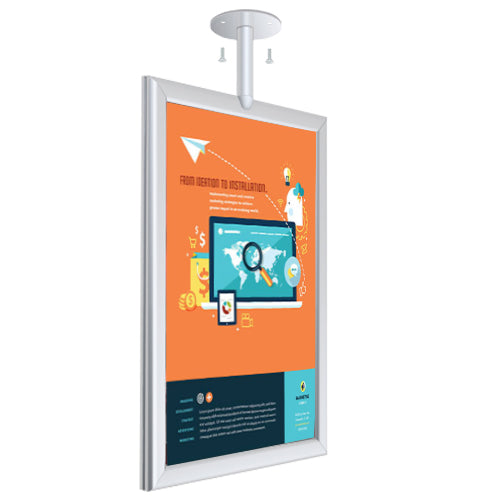 8.5 x 11 Inch Ceiling Mount Poster Display Signs with Flange Base - Perfect for Retail Stores, Restaurants, and Trade Shows