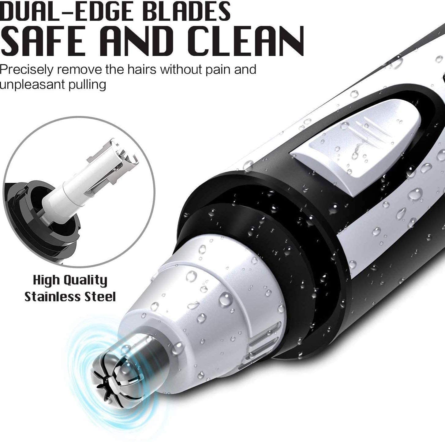Electric Nose & Ear Hair Trimmer - Rechargeable, Painless & Silent Grooming Kit for Men (Black/White) - Perfect for Travel, Home & Personal Care