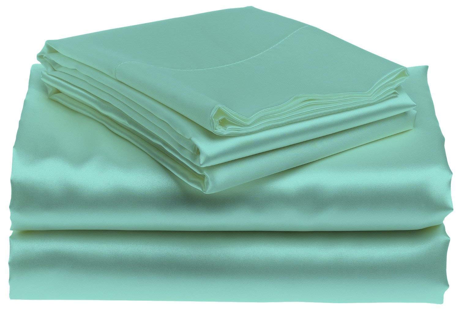 MOONLIGHT BEDDING Ultra Soft Silky Satin Comforter - Twin/Twin XL Size, Vibrant Aqua Blue - Perfect for Bedroom Decor & Cozy Sleep