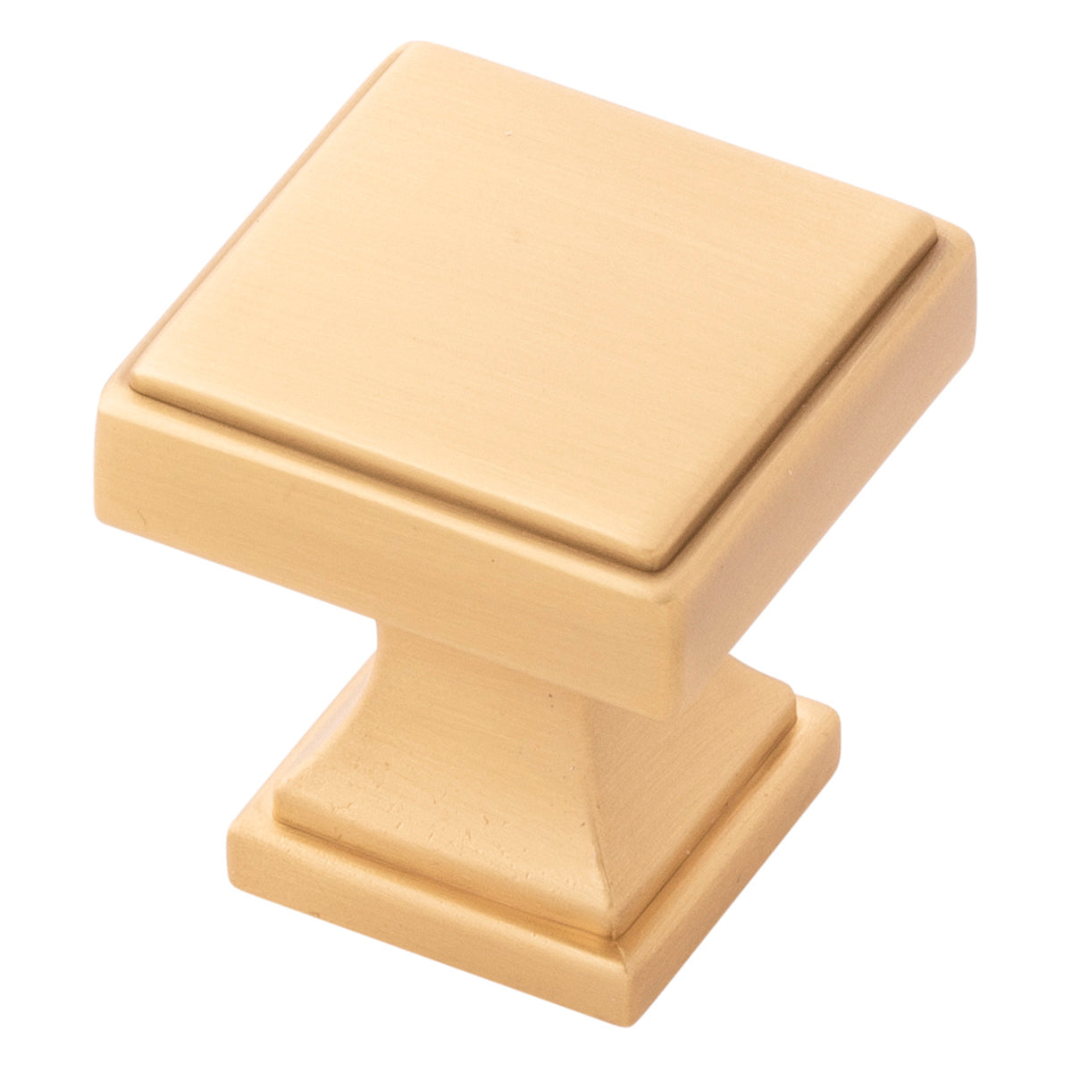 1 1/8 Inch Square Brownstone Cabinet Knob - Brushed Golden Brass Finish for Kitchen & Bathroom Cabinets, Dressers, and Furniture Hardware