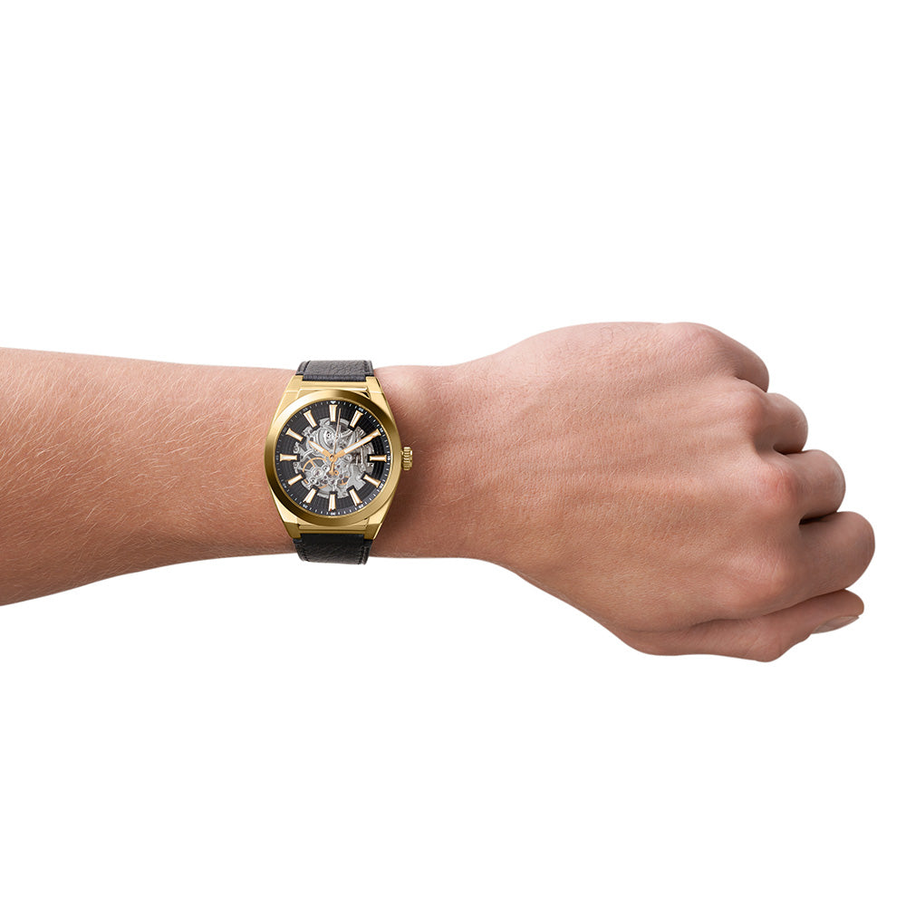 Fossil Everett ME3208 Automatic Watch for Men - Stylish Stainless Steel Chronograph with Leather Strap - Perfect for Business, Casual & Everyday Wear