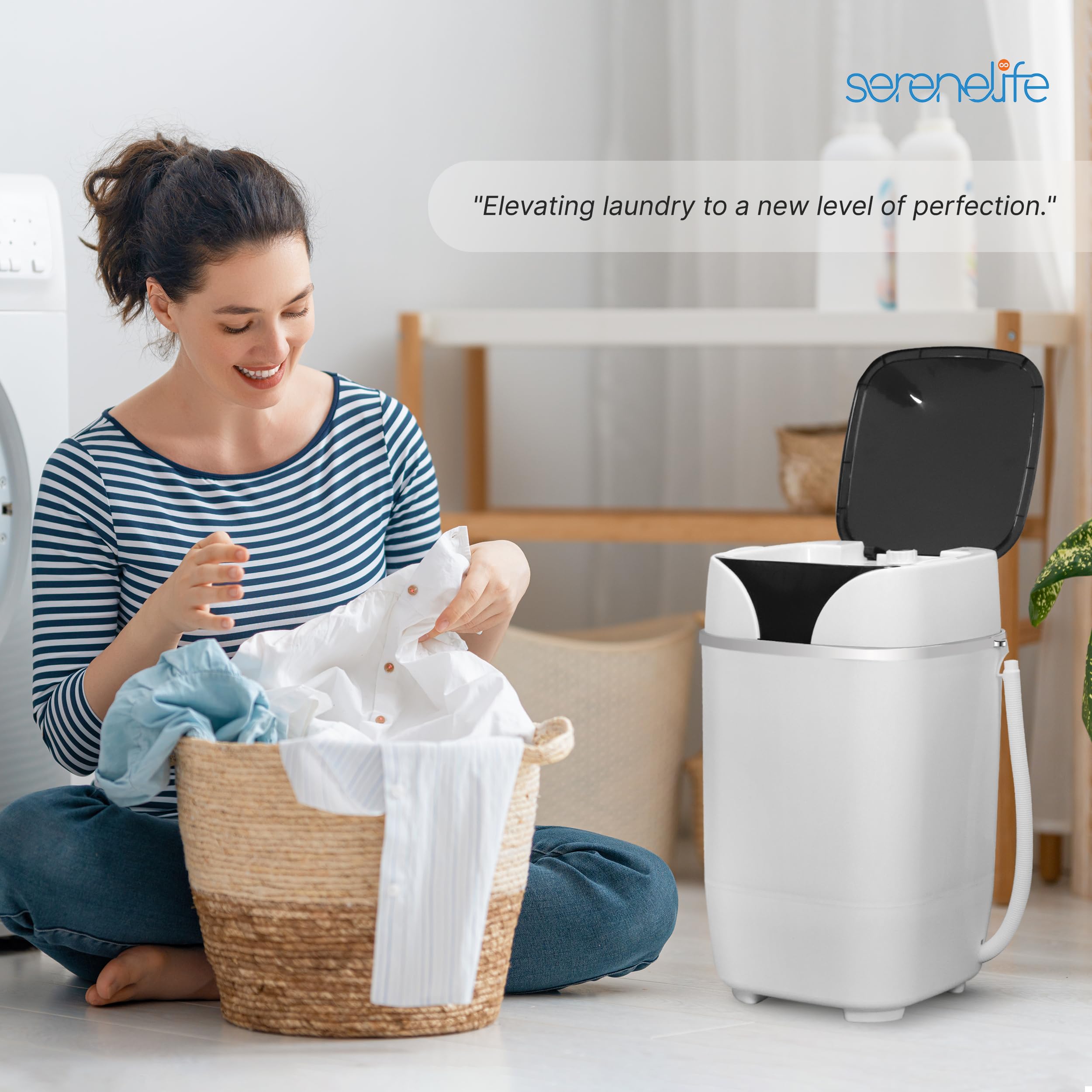 **SereneLife PUCWM200 Portable Full-Automatic Compact Washing Machine with Multiple Wash Programs - Perfect for RV, Dorm, Apartment & Small Spaces (White) - Ideal for Travel, Camping & Tiny Homes**