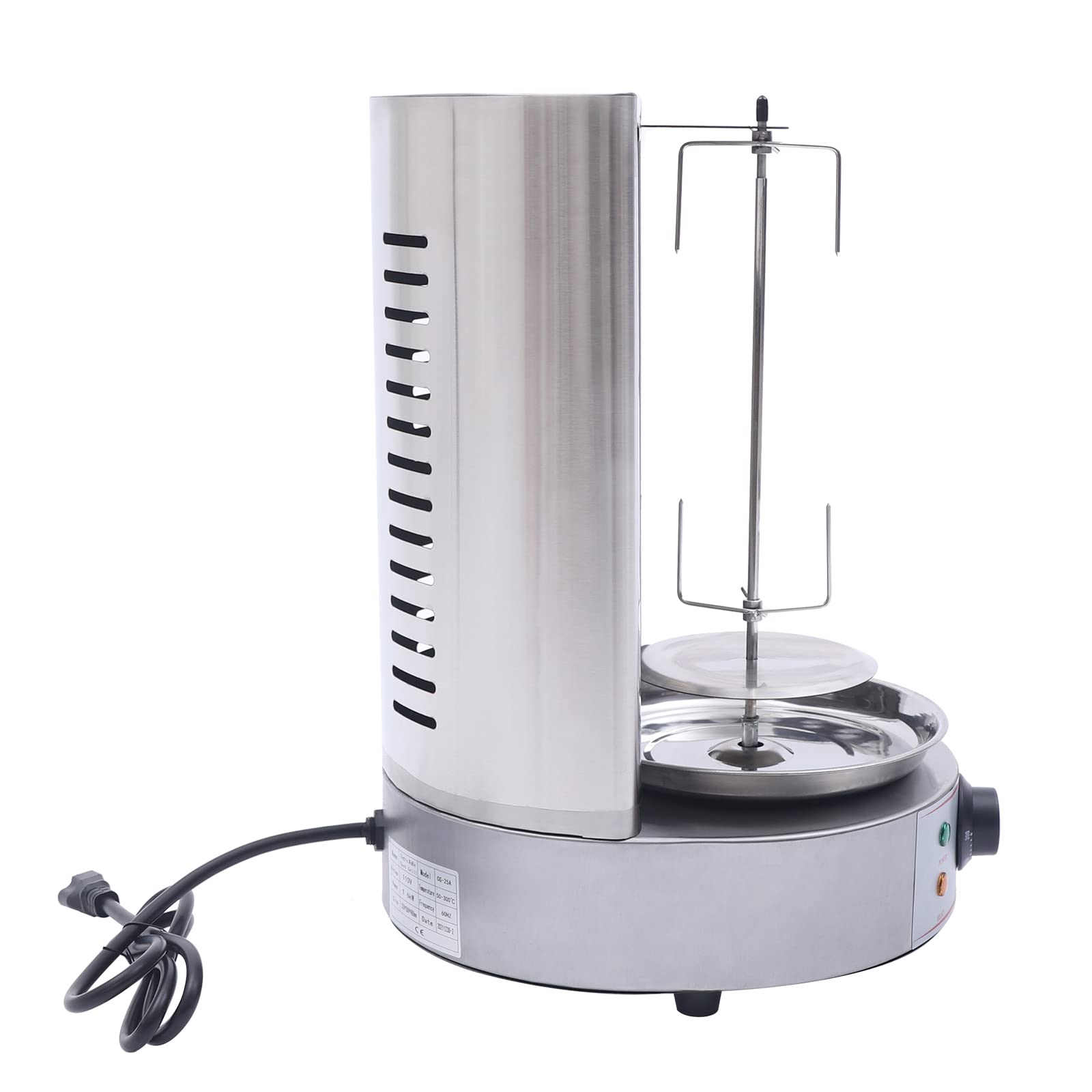 Commercial Electric Shawarma Grill Machine - 110V Stainless Steel Vertical Rotisserie Oven with Adjustable Temperature (50-300°C) - Perfect for Restaurants, Food Trucks & Middle Eastern Cuisine Preparation