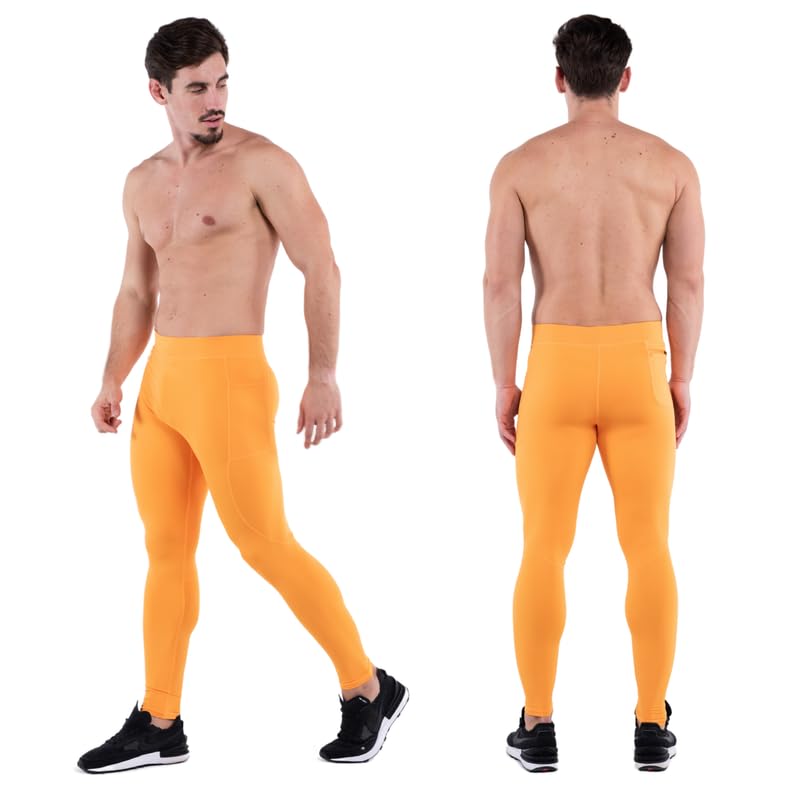 Kapow Meggings Performance Pro Range - Men's Compression Leggings with Pockets for Running, Gym & Workout | Moisture-Wicking & Breathable for High-Intensity Training