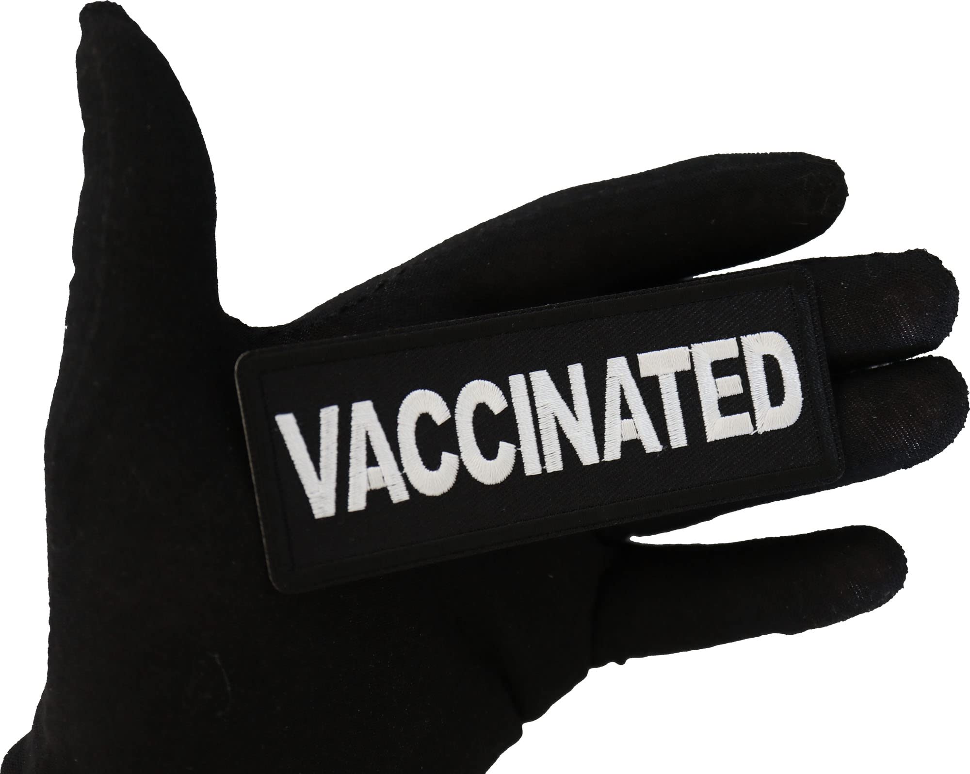 Vaccinated Embroidered Iron-On Patch 4x1.5 Inch - Durable Sew-On Badge for Jackets, Bags & Hats - Perfect for Backpacks, Denim & DIY Crafts