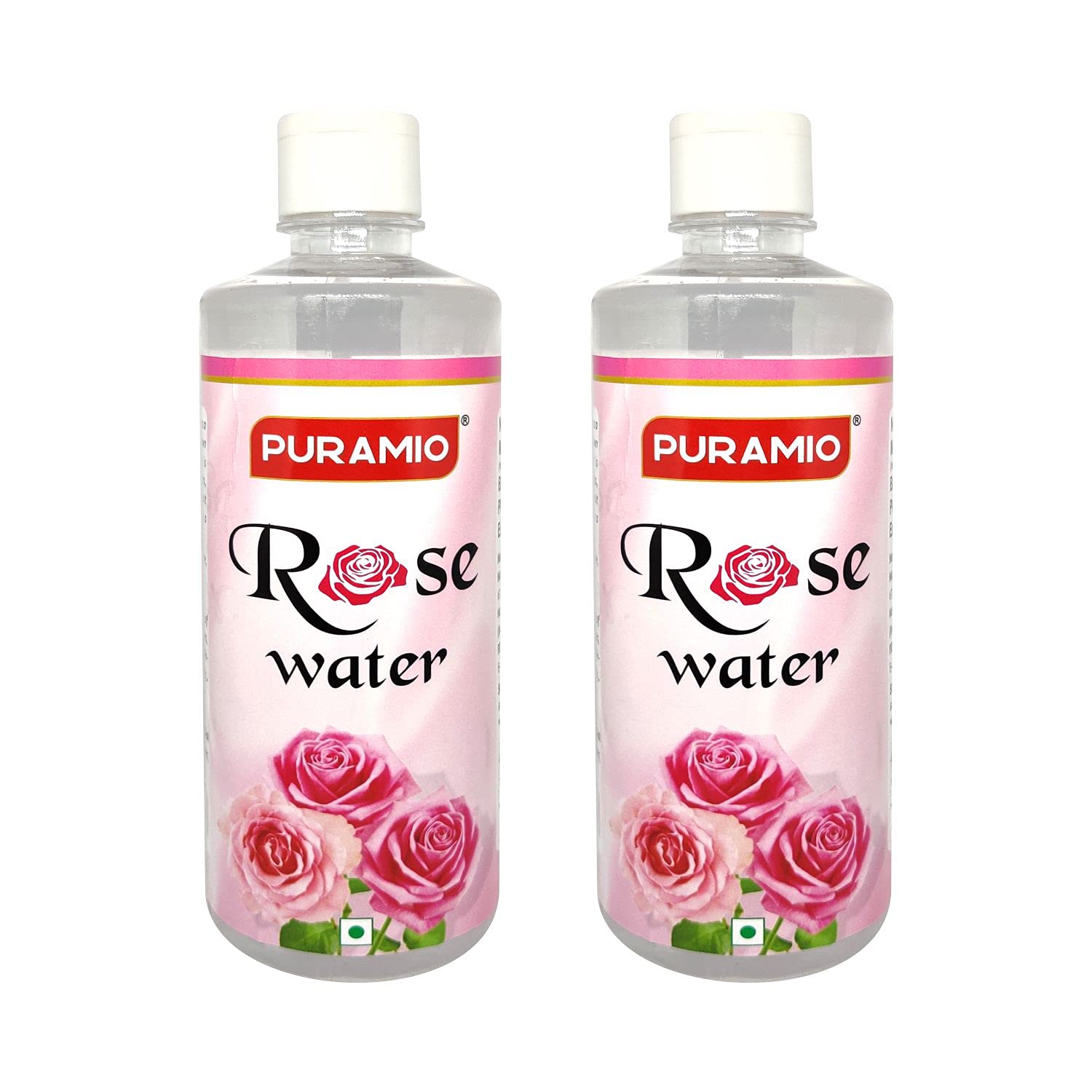 PURAMIO Pure Rose Water for Cooking, Baking & Skincare - 500ml (Pack of 2) - Natural Floral Hydrosol for Face Toner, Middle Eastern Recipes & Aromatherapy